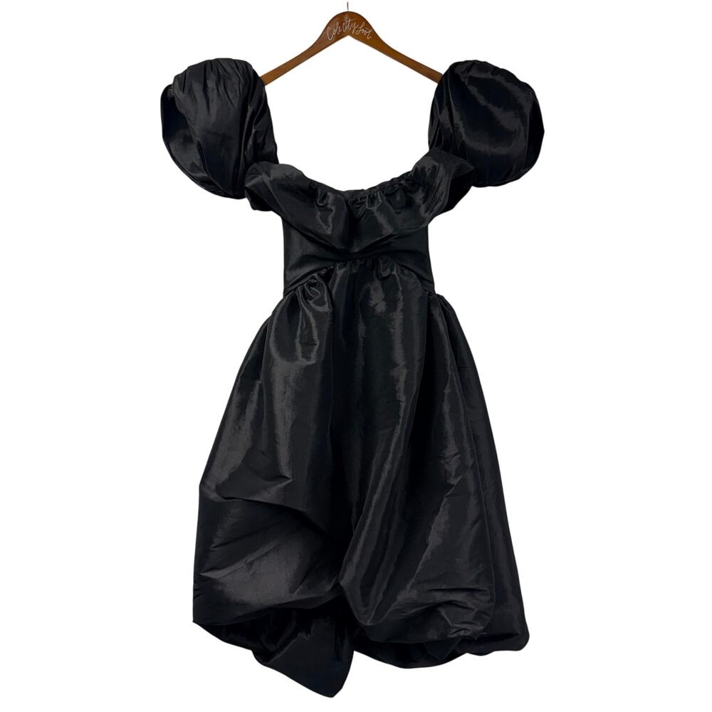 Kika Vargas Reshma Midi Dress Black Shiny Avant-garde XS